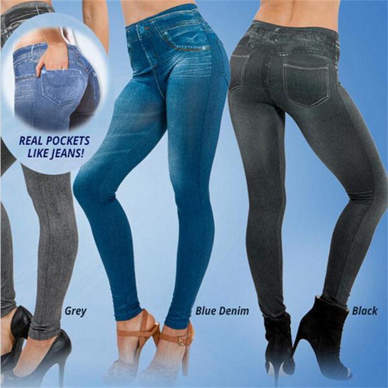 Comfortabele Dames Legging met Jeans Print