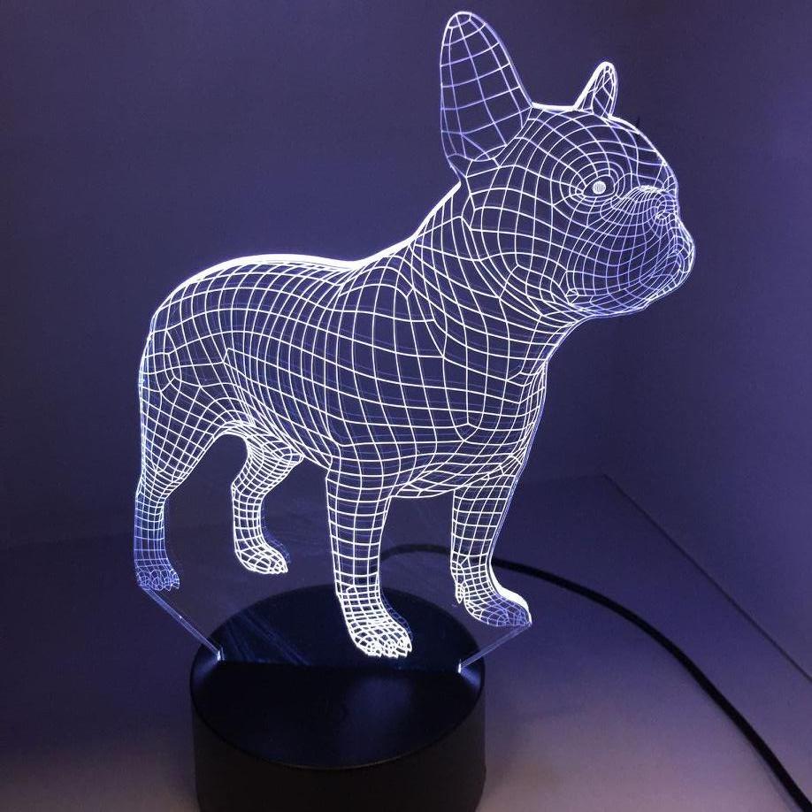 3D Illusie lamp - Franse Bulldog | Wit