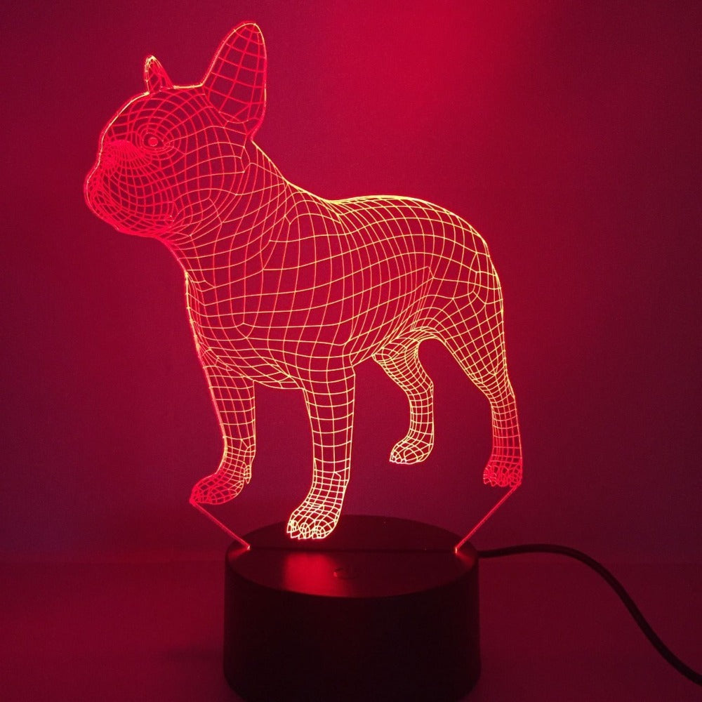 3D Illusie lamp - Franse Bulldog | Rood