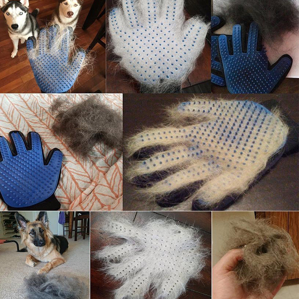 Honden / katten Ontharing Handschoen | voorbeelden van vacht wat van het huisdier is gekomen na het gebruik van de handschoen