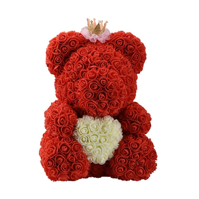 Teddy Beer - Rozen | Roos | Bloemen | Moederdag | Valentijn | Valentijnsdag | Valentijnscadeau | Liefde | Verkering | 40CM | Babyshower | Baby | Geboorte |